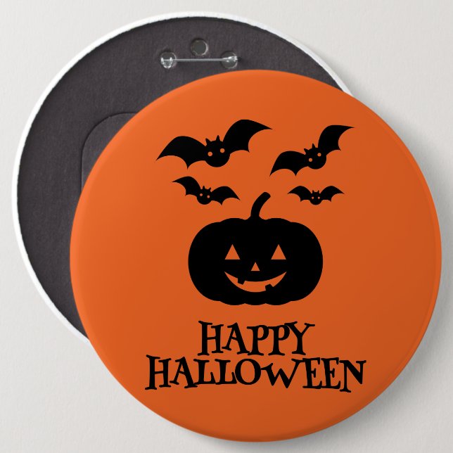 Happy halloween Pumpkin Fladdermus Minimal Knapp (Framsida & baksida)