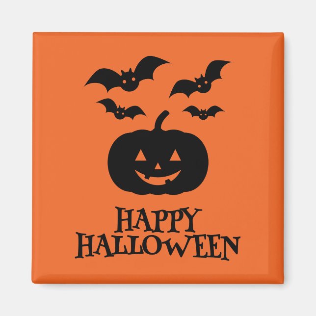 Happy halloween Pumpkin Fladdermus Minimal Magnet (Framsidan)