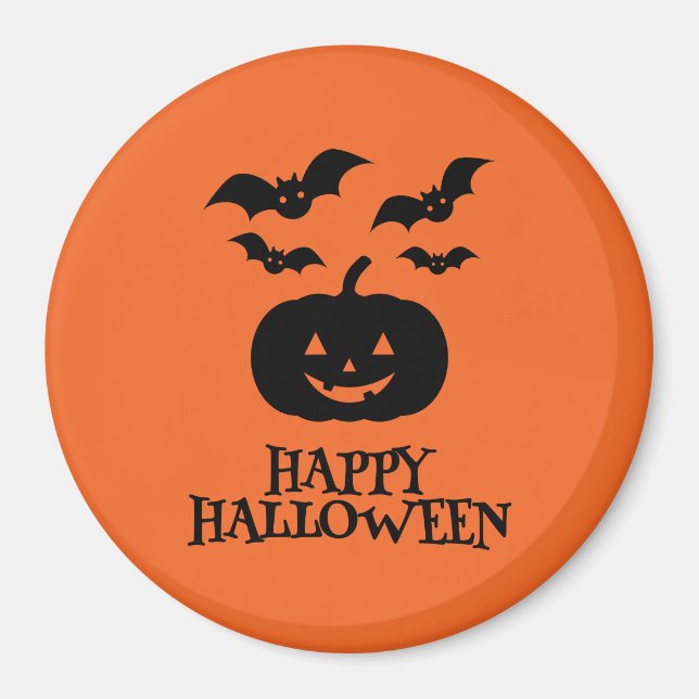 Happy halloween Pumpkin Fladdermus Minimal Magnet (Framsidan)