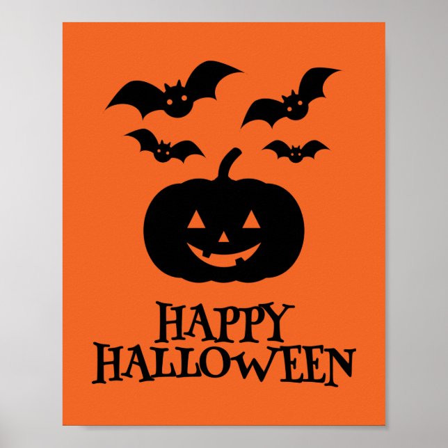 Happy halloween Pumpkin Fladdermus Minimal Poster (Framsidan)
