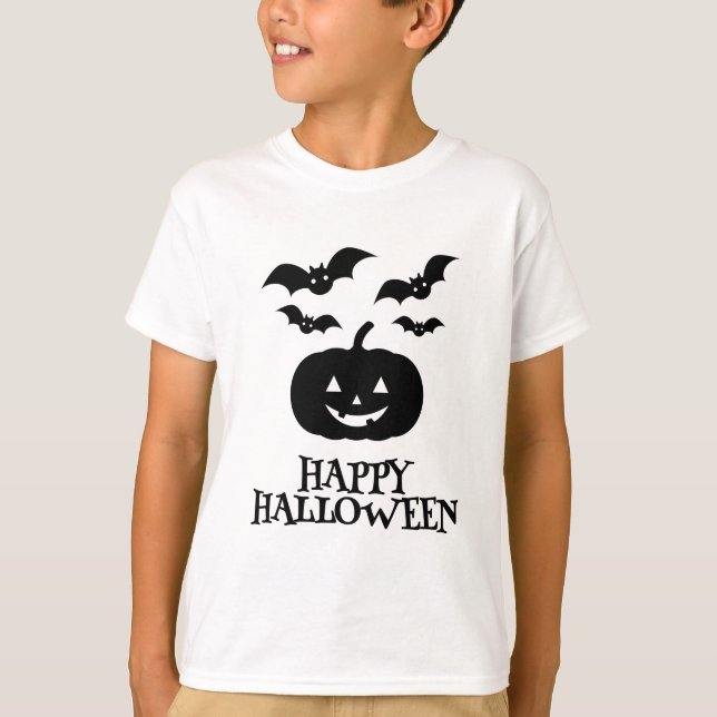 Happy halloween Pumpkin Fladdermus Minimal T Shirt (Framsida)