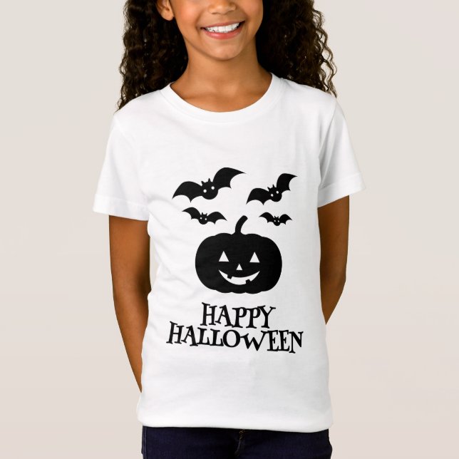 Happy halloween Pumpkin Fladdermus Minimal T Shirt (Framsida)
