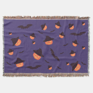 Happy halloween Pumpkin & Fladdermus Throw Blanket Filt