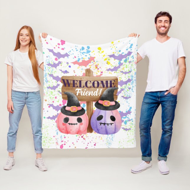 Happy halloween pumpkin fleecefilt (På plats)