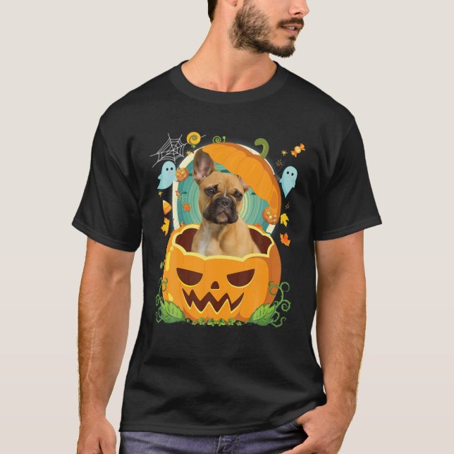 Happy halloween Pumpkin Fransk Bulldog Hund C T Shirt (Framsida)