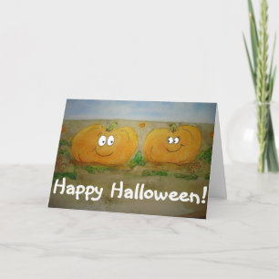Happy halloween Pumpkin Friend Couple Cute Card Kort