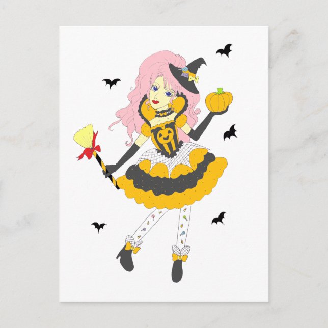 happy halloween Pumpkin Girl Vykort (Framsida)