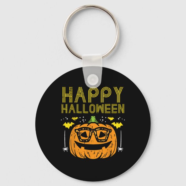Happy halloween Pumpkin Glass Costume Women Girl Nyckelring (Framsida)
