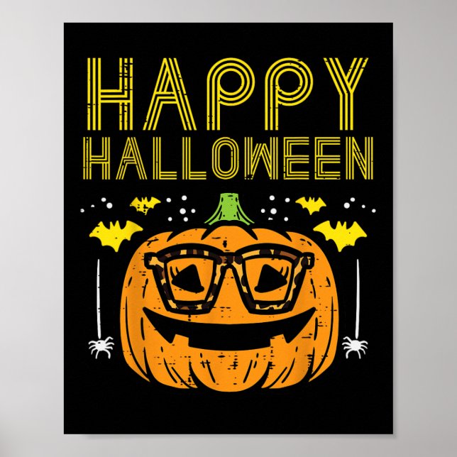 Happy halloween Pumpkin Glass Costume Women Girl Poster (Framsidan)