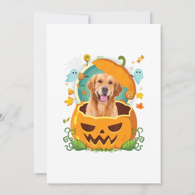 Happy halloween Pumpkin Golden Retriever Hund Meddelande (Framsida)