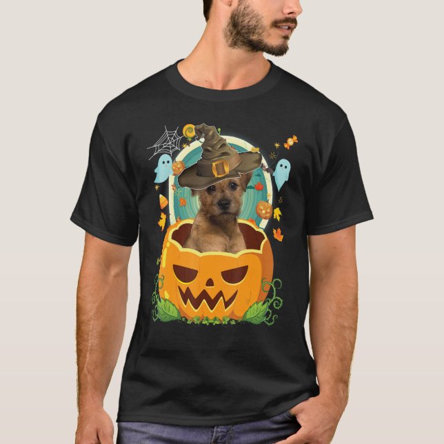 Happy halloween Pumpkin Gräns Terrier Hund Witch C T Shirt (Framsida)