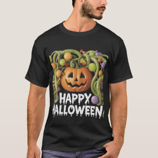 Happy halloween Pumpkin Illustration med Candy T Shirt
