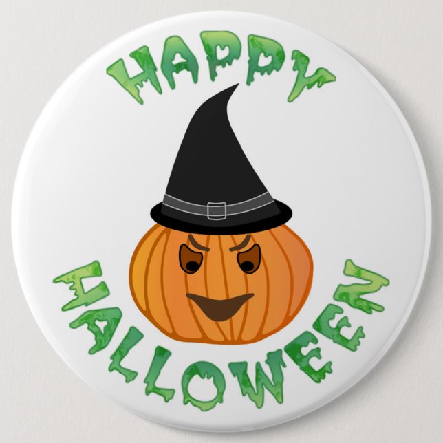 "HAPPY HALLOWEEN" PUMPKIN KNAPP (Framsida)