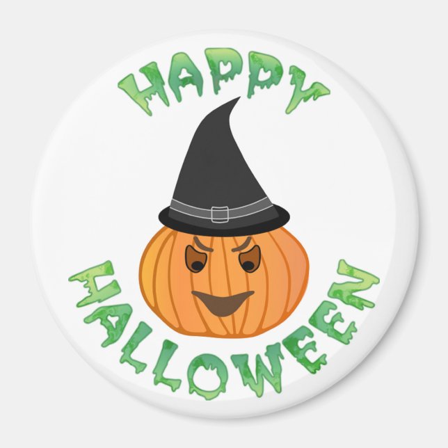 "HAPPY HALLOWEEN" PUMPKIN MAGNET (Framsidan)