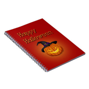 Happy halloween Pumpkin med Hat Anteckningsbok Med Spiral