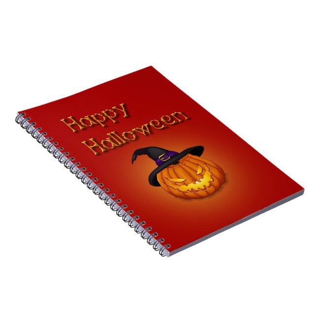 Happy halloween Pumpkin med Hat Anteckningsbok Med Spiral (Högra Sidan)