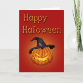 Happy halloween Pumpkin med Hat Kort