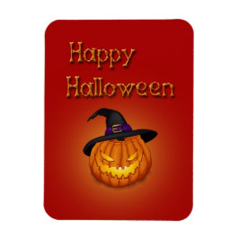 Happy halloween Pumpkin med Hat Magnet