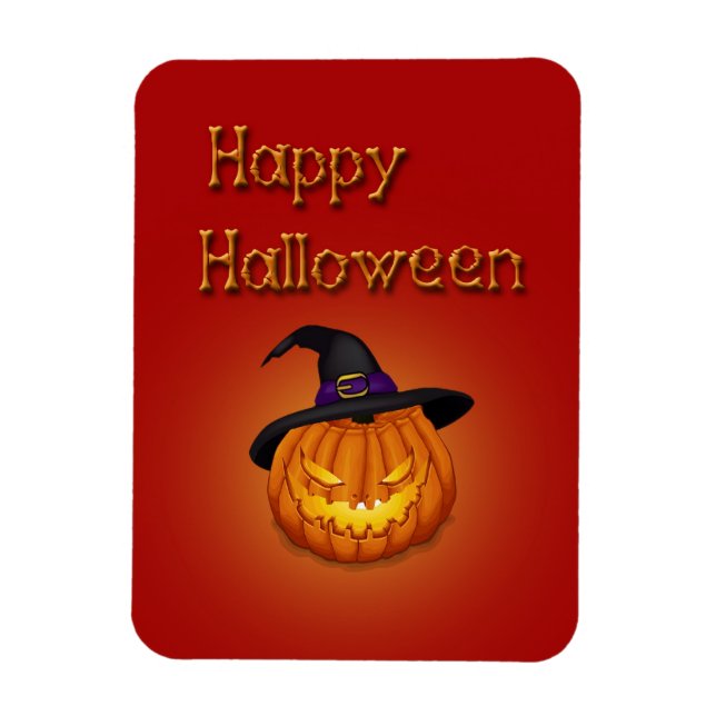 Happy halloween Pumpkin med Hat Magnet (Vertikal)