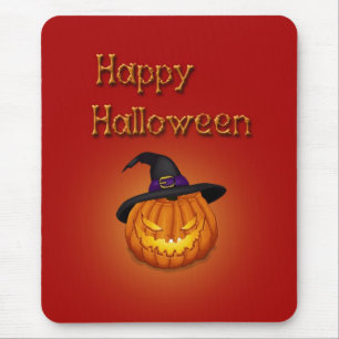 Happy halloween Pumpkin med Hat Musmatta