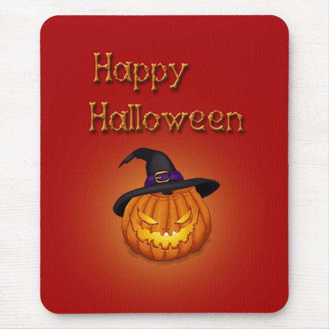 Happy halloween Pumpkin med Hat Musmatta (Framsidan)