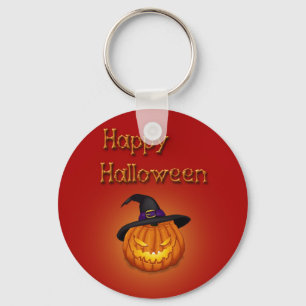 Happy halloween Pumpkin med Hat Nyckelring