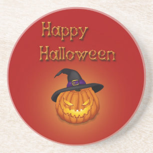 Happy halloween Pumpkin med Hat Underlägg Sandsten