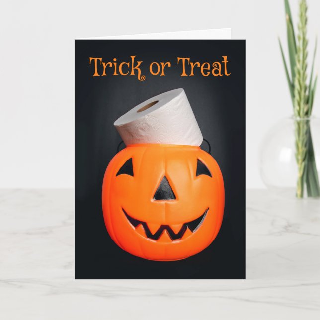 Happy halloween Pumpkin med Papper toalett Helgkort (Framsida)