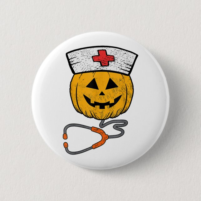Happy halloween Pumpkin Nurse Nursing Funny Hallow Knapp (Framsida)