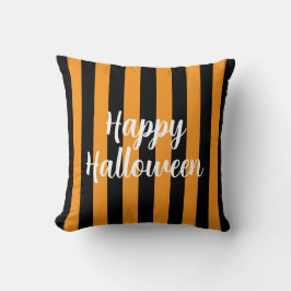 Happy halloween Pumpkin Orange Black Stripe Kudde
