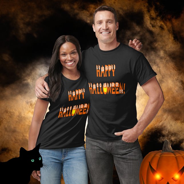 Happy halloween Pumpkin Orange Text T Shirt (Halloween Squash Text Unisex T-Shirt Cover)