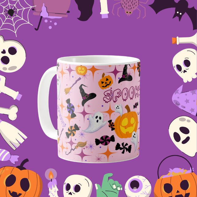 Happy halloween Pumpkin Rosa Festive Mugg (Skapare uppladdad)