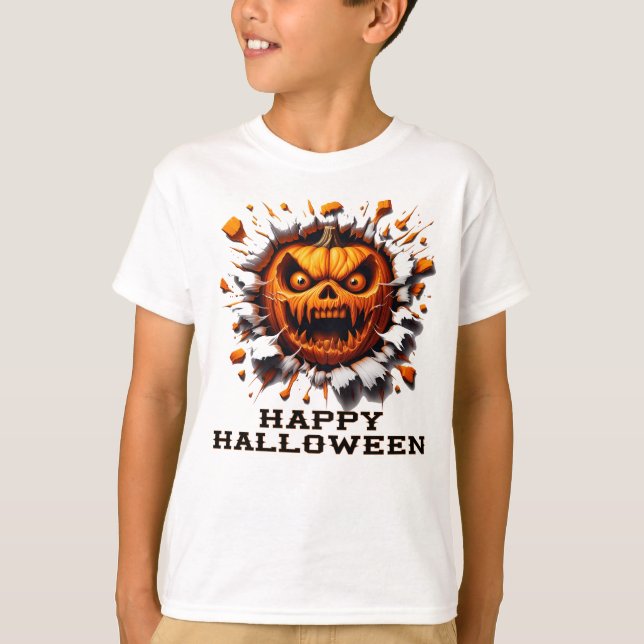Happy halloween Pumpkin Sgenomer genom T Shirt (Framsida)