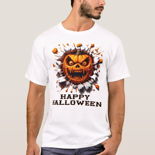 Happy halloween Pumpkin Sgenomer genom T Shirt (Framsida)