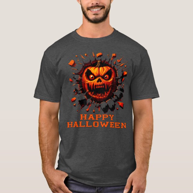 Happy halloween Pumpkin som sviktar igenom T-Shirt (Framsida)