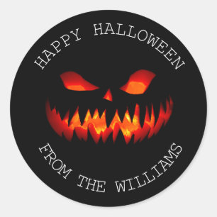 Happy halloween Pumpkin Spooky Scary Horror Orange Runt Klistermärke