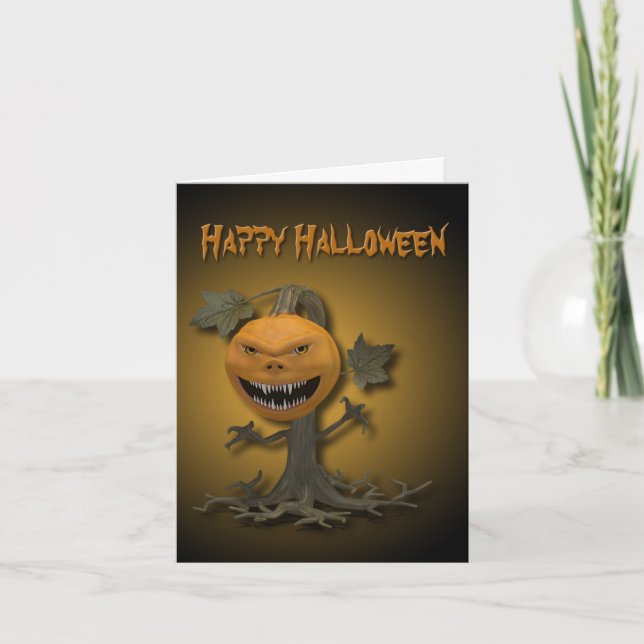 Happy halloween Pumpkin Träd Kort (Framsida)