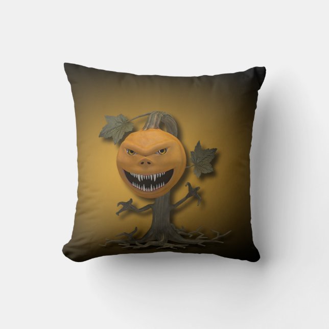 happy halloween Pumpkin Träd Kudde (Framsida)