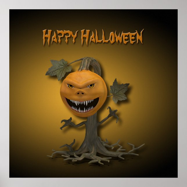Happy halloween Pumpkin Träd Poster (Framsidan)