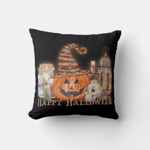 Happy halloween Pumpkin Watercolor Kudde
