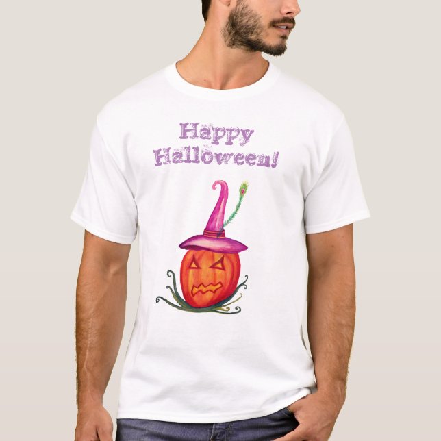 Happy halloween Pumpkin Witch T-shirt (Framsida)
