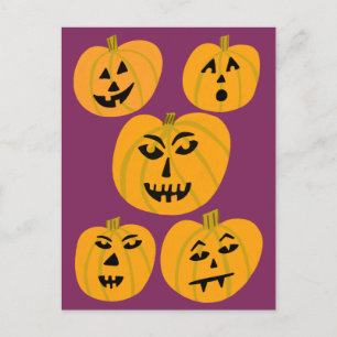 HAPPY HALLOWEEN Pumpkins Jack-O-Lanternor Vykort