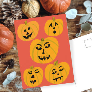 HAPPY HALLOWEEN Pumpkins Jack-O-Lanternor Vykort