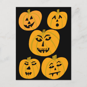 HAPPY HALLOWEEN Pumpkins Jack-O-Lanternor Vykort