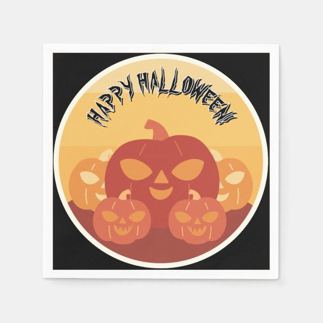 Happy Halloween! Pumpkins Paper Napkin Pappersservett (Framsidan)