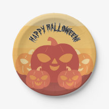 Happy Halloween! Pumpkins Paper Plate