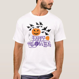 Happy halloween pumpor spöke fladdermus lila text t shirt