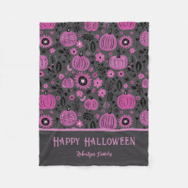Happy Halloween Purple Pumpkin Family Name Fleecefilt