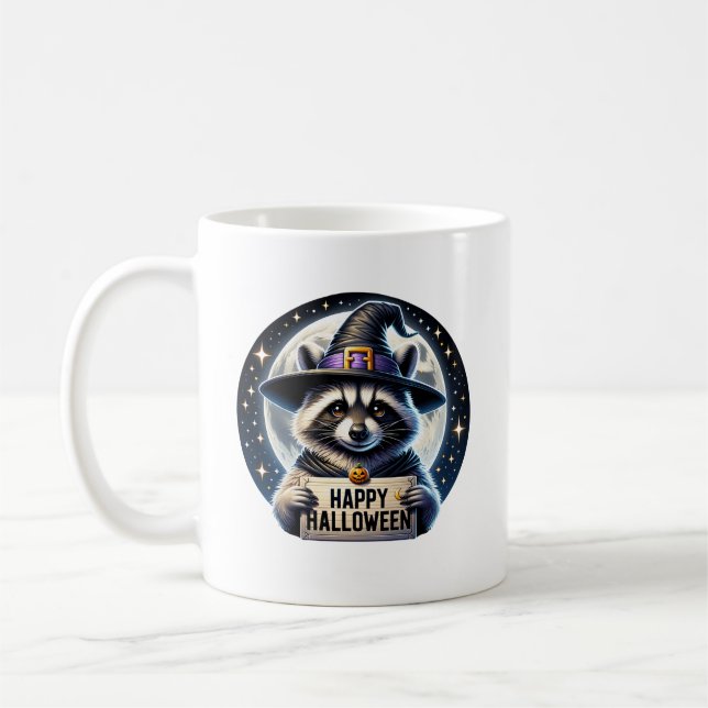 Happy Halloween Raccoon Mug, Animal Gift Kaffemugg (Vänster)