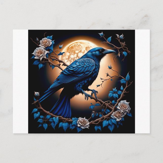 Happy Halloween Ravens And Roses Vykort (Framsida)